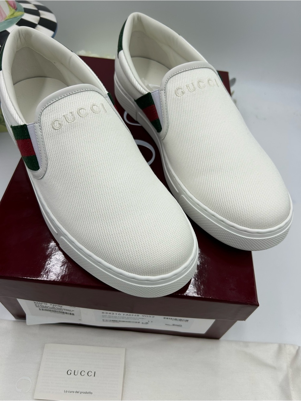 Men's Gucci ace slip on sneakers size 11 fits 12 US made in Italy - Picture 2 of 11